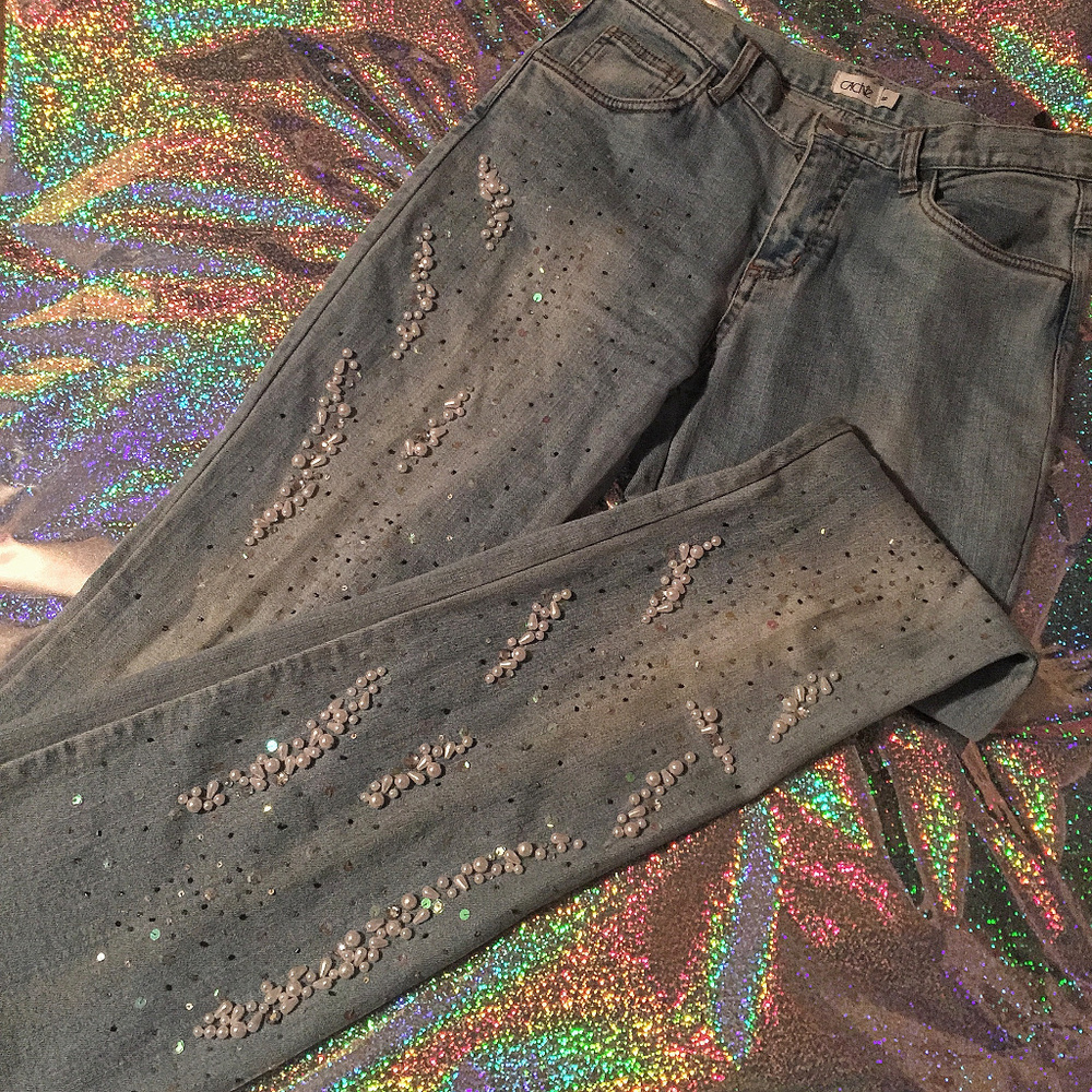 Cache Beaded/Pearl Denim Jeans
